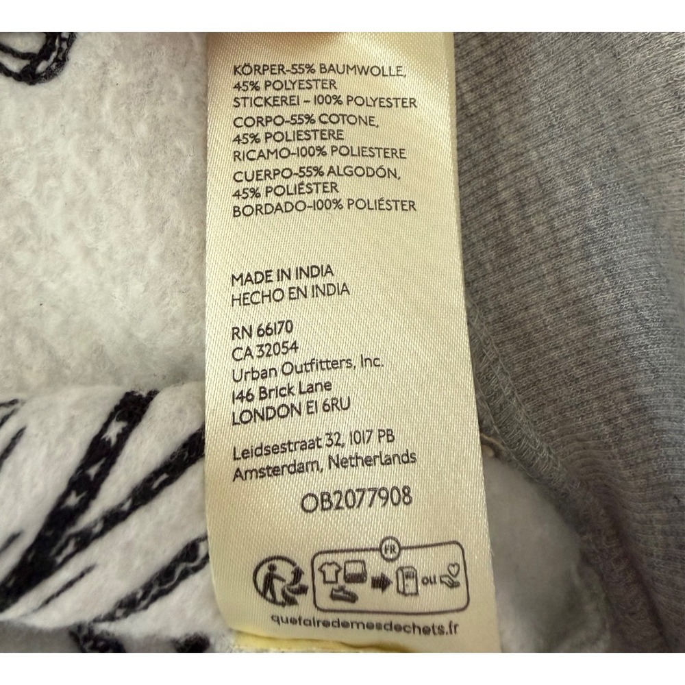 Maeve by Anthropologie Bow Print Embroidered Sweatshirt Puff Sleeve Gray Sz XS - Picture 7 of 9